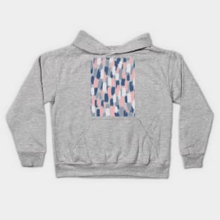 Abstract, Navy Blue, Grey and Blush Pink Paint Brush Effect Kids Hoodie
